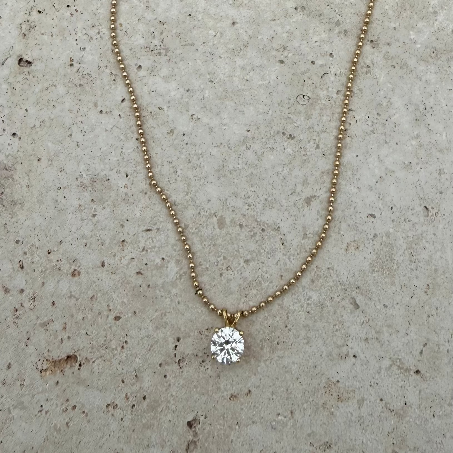 Ball Chain Solitaire Diamond Necklace