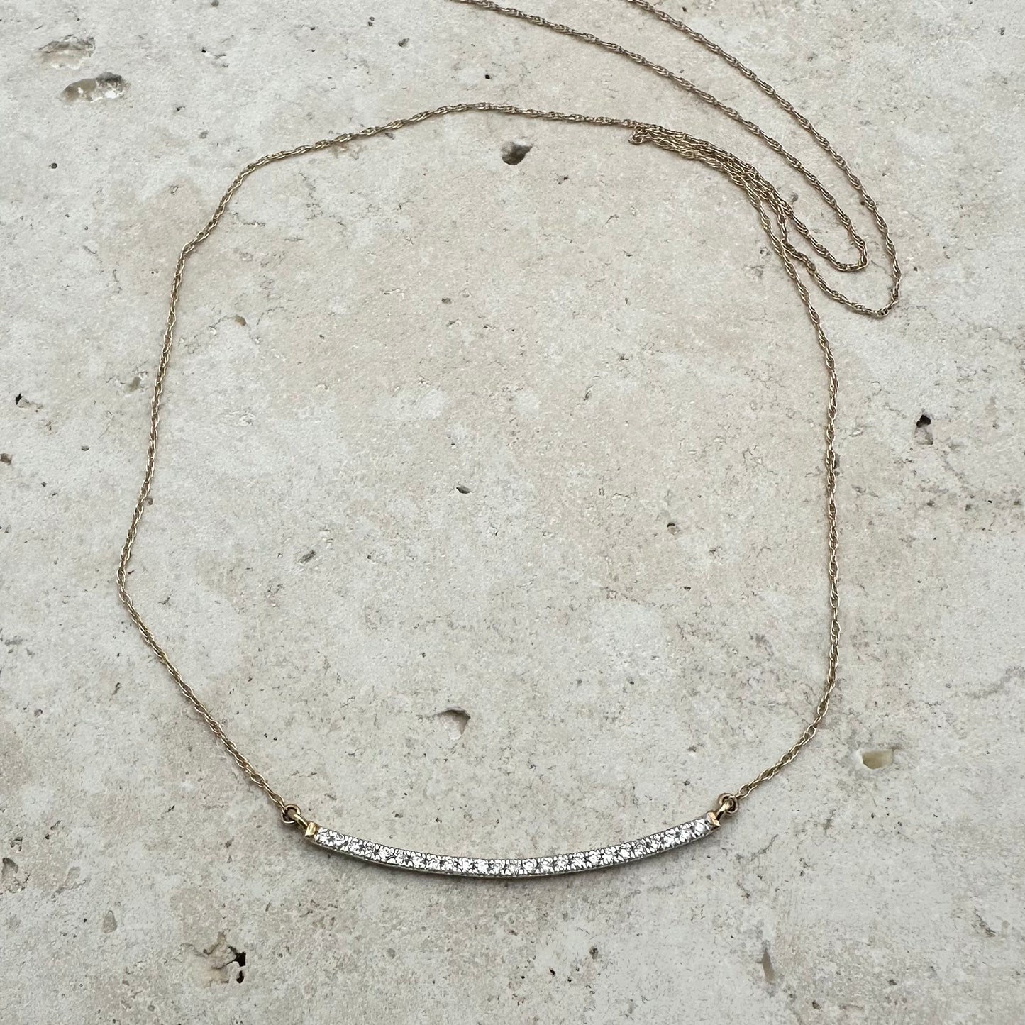 Curve Diamond Bar Necklace