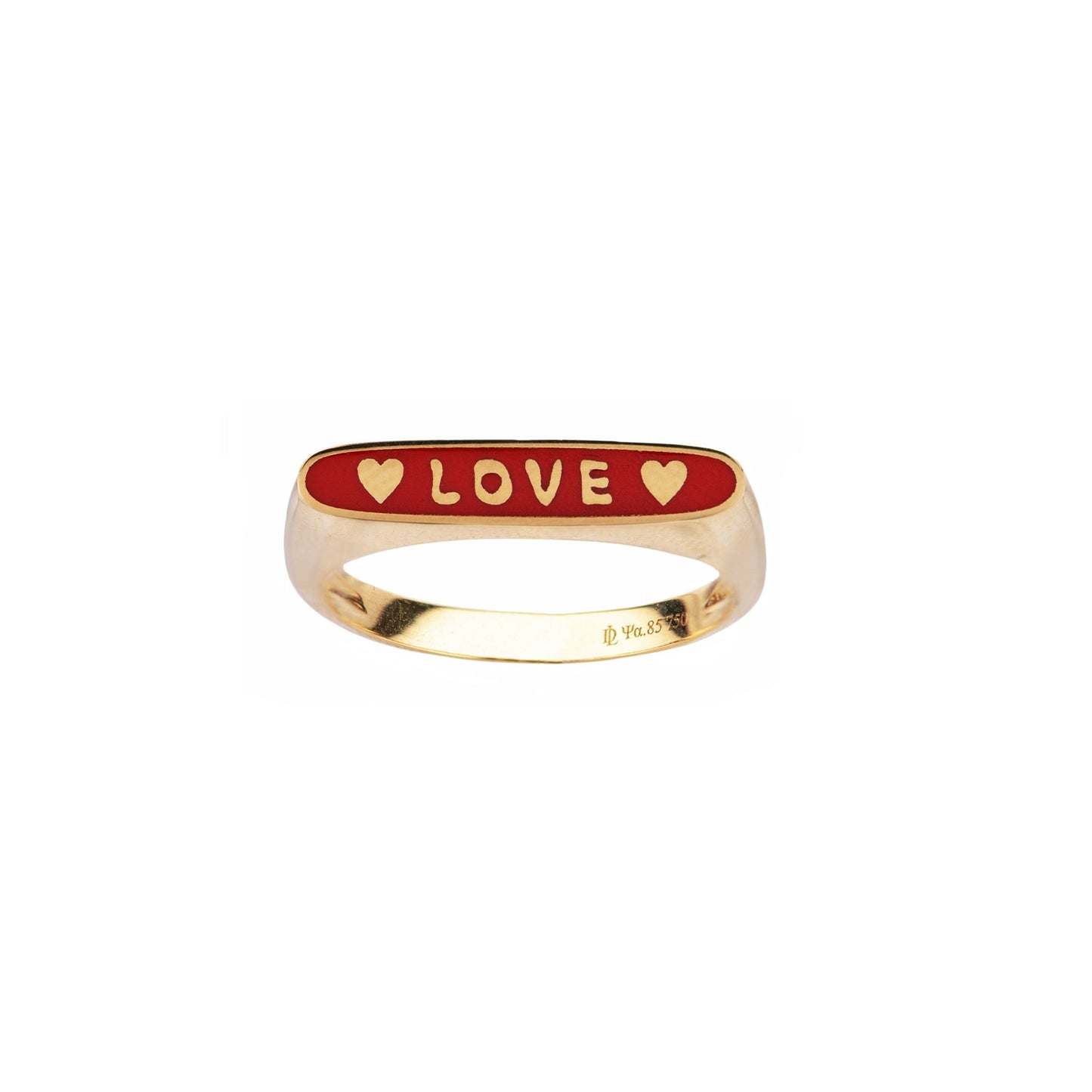 Modern Signet Ring in Rose Gold and Enamel
