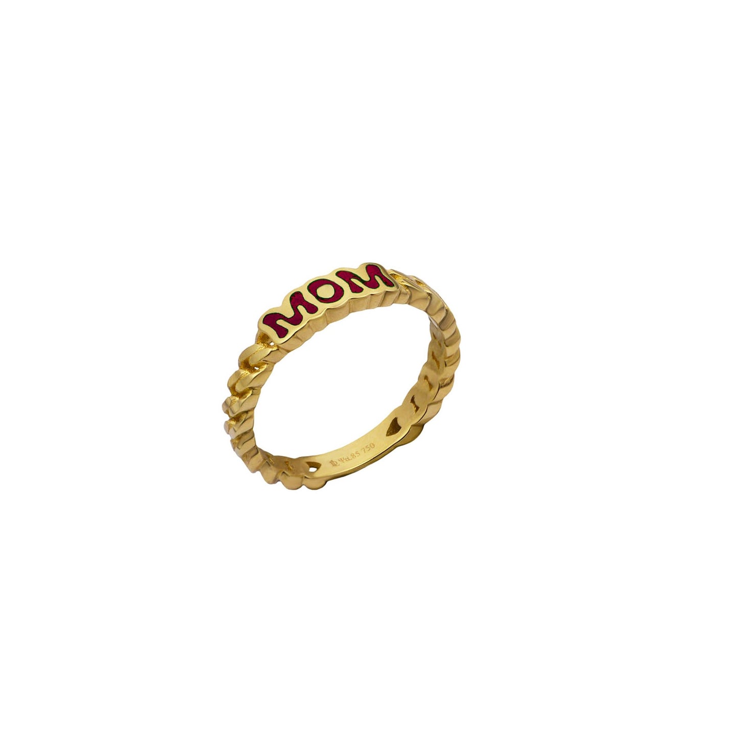 Personalised Enamel and Yellow Gold Ring
