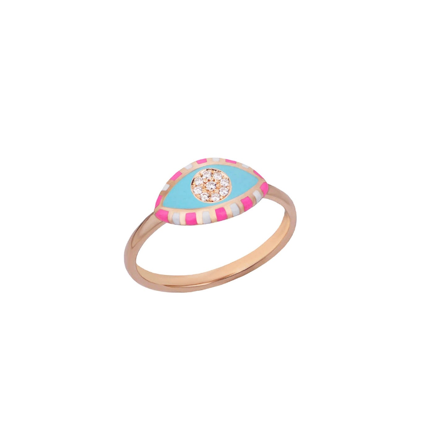 Evil Eye Rose Gold and Diamond Ring