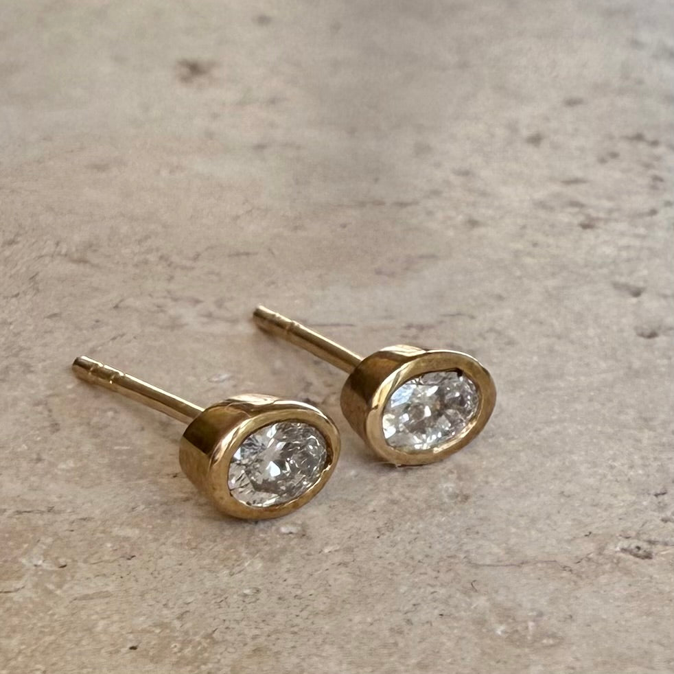 Oval Diamond Bezel Studs