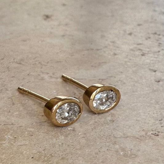 Oval Diamond Bezel Studs