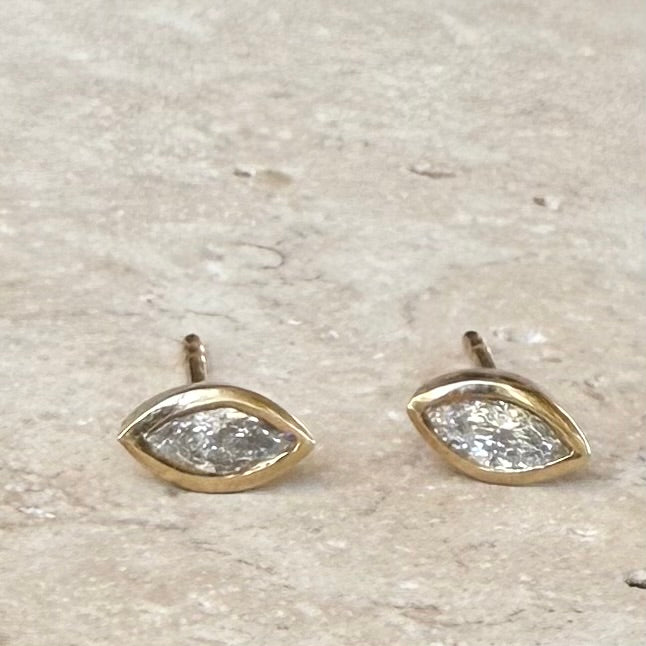 Marquise Diamond Bezel Studs