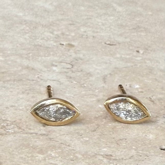Marquise Diamond Bezel Studs
