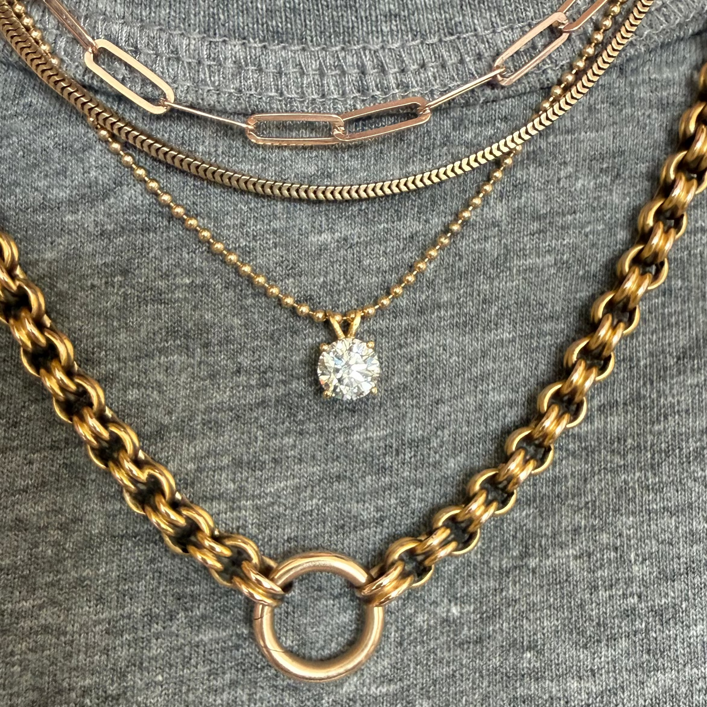 Ball Chain Solitaire Diamond Necklace