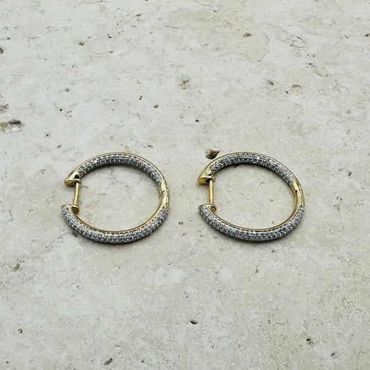 9ct Yellow Gold and Diamond Hoops