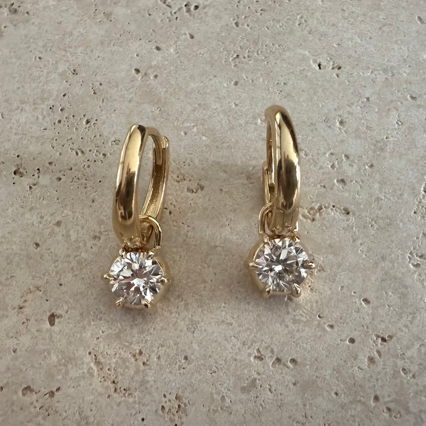 Dangly Diamond Charm Huggies