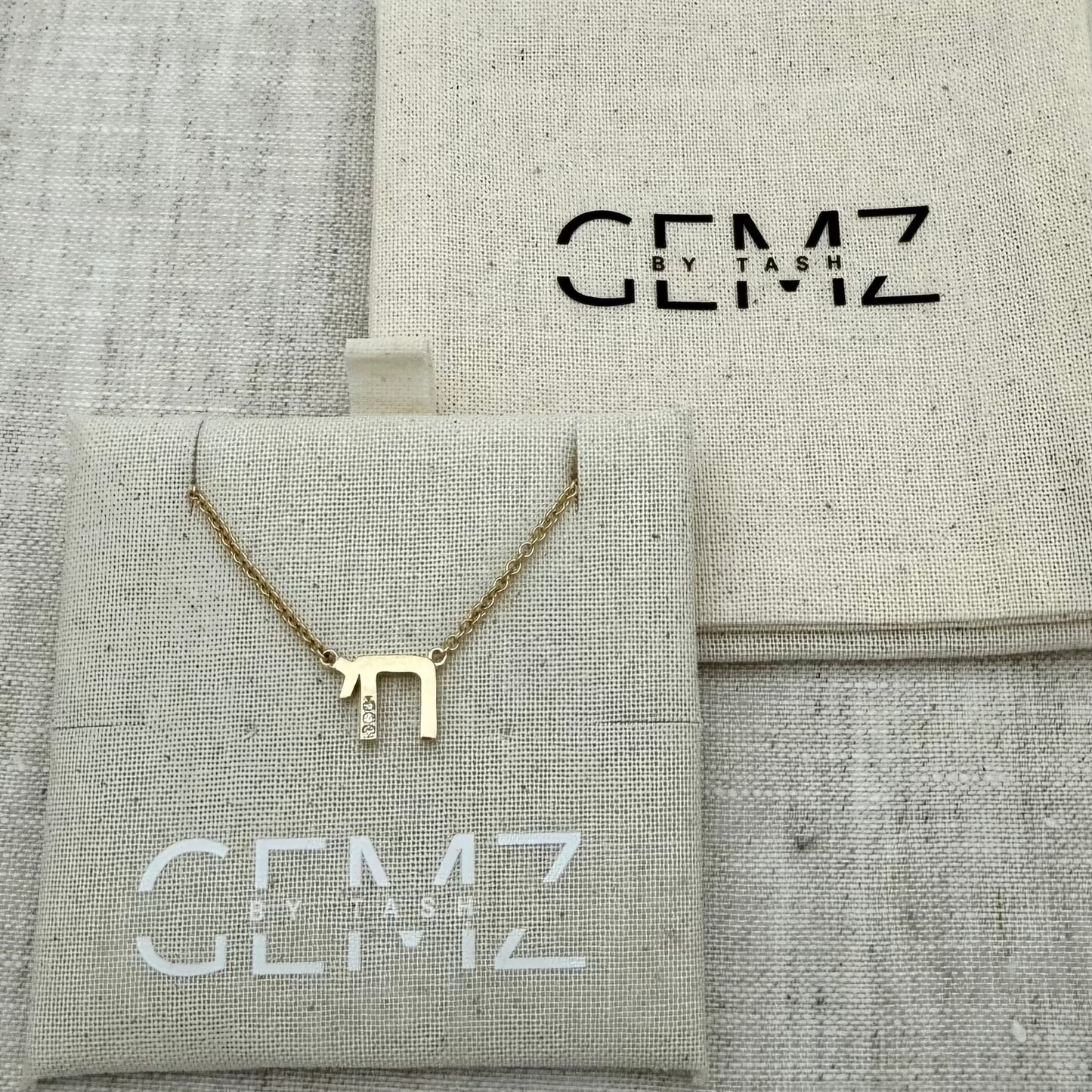 9ct Gold and Diamond Chai Necklace