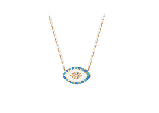 Rose Gold and Enamel Evil Eye Necklace