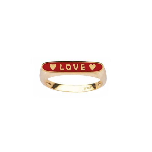 Modern Signet Ring in Rose Gold and Enamel